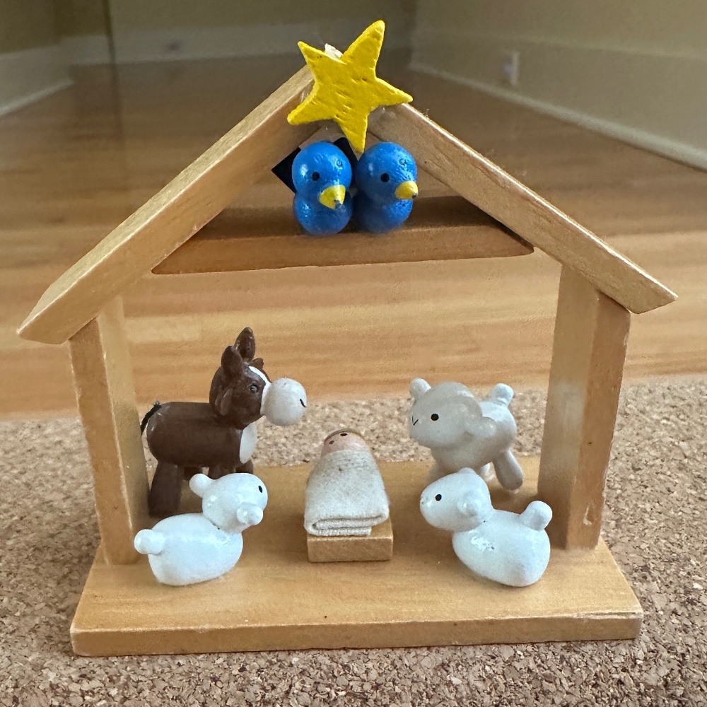 Vintage Wooden Nativity Scene R Dakin & Co Miniature Nativity